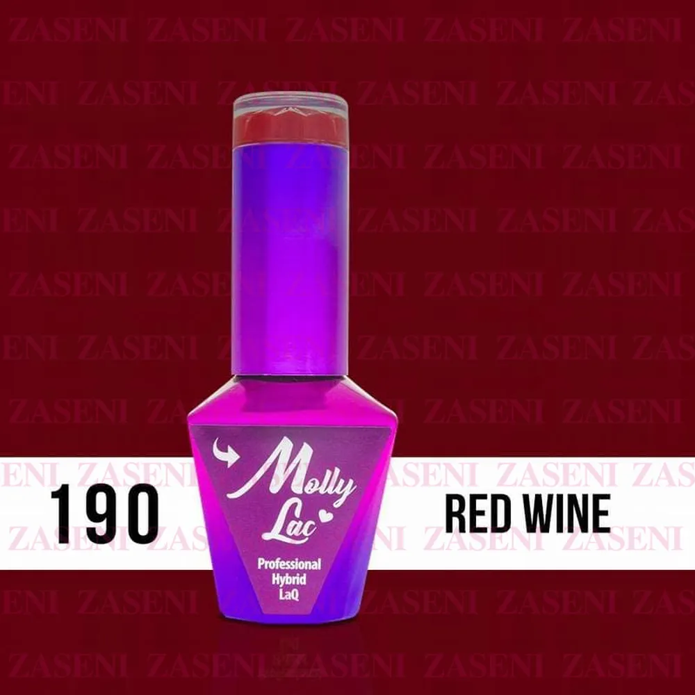 MOLLY LAC ESMALTE SEMIPERMANENTE HEARTS & KISSES Nº 190 RED WINE 10ML