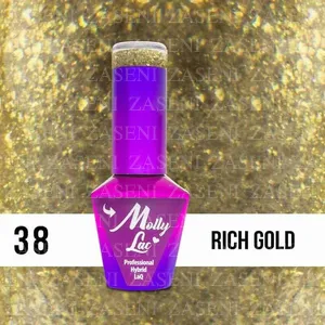 MOLLY LAC ESMALTE SEMIPERMANENTE QUEENS OF LIFE Nº 38 RICH GOLD 10ML