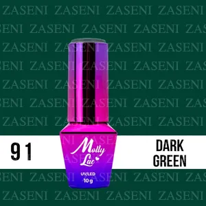 MOLLY LAC ESMALTE SEMIPERMANENTE GREEN PARTY Nº 91 DARK GREEN 10ML