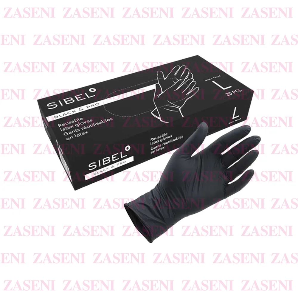 SIBEL GUANTES LÁTEX NEGROS 20UDS TALLA L