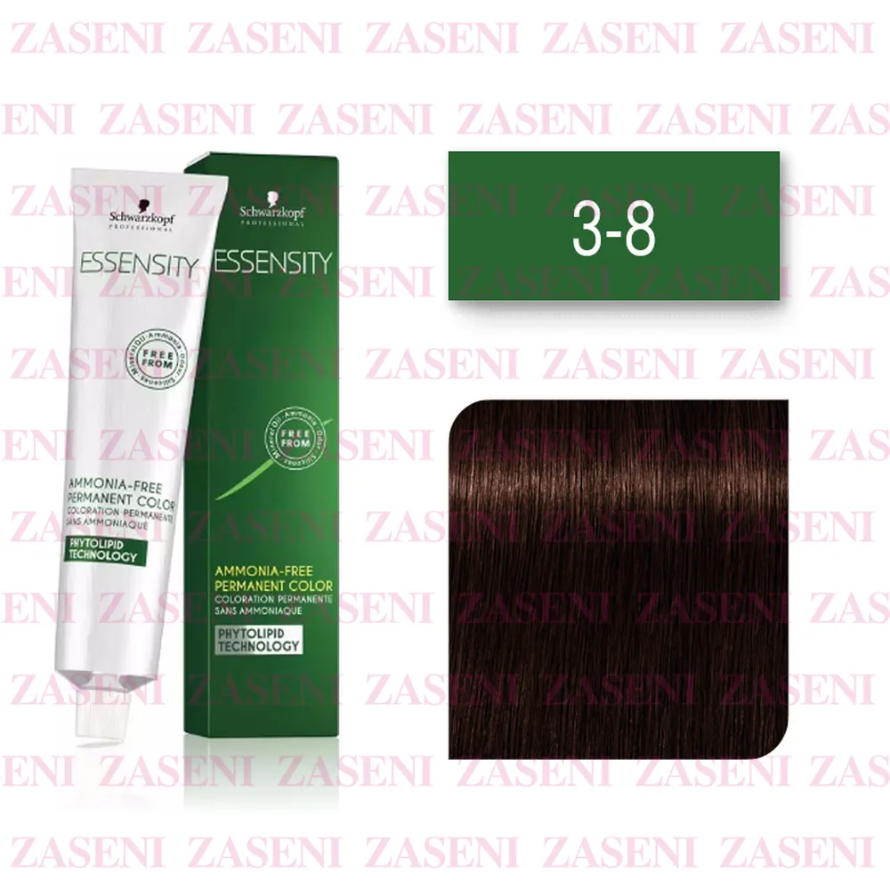 SCHWARZKOPF TINTE ESSENSITY Nº 3-8 CASTAÑO OSCURO ROJO 60ML