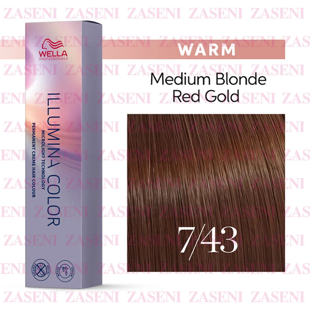 WELLA TINTE ILLUMINA COLOR WARM 7/43 RUBIO MEDIO ROJO DORADO 60ML