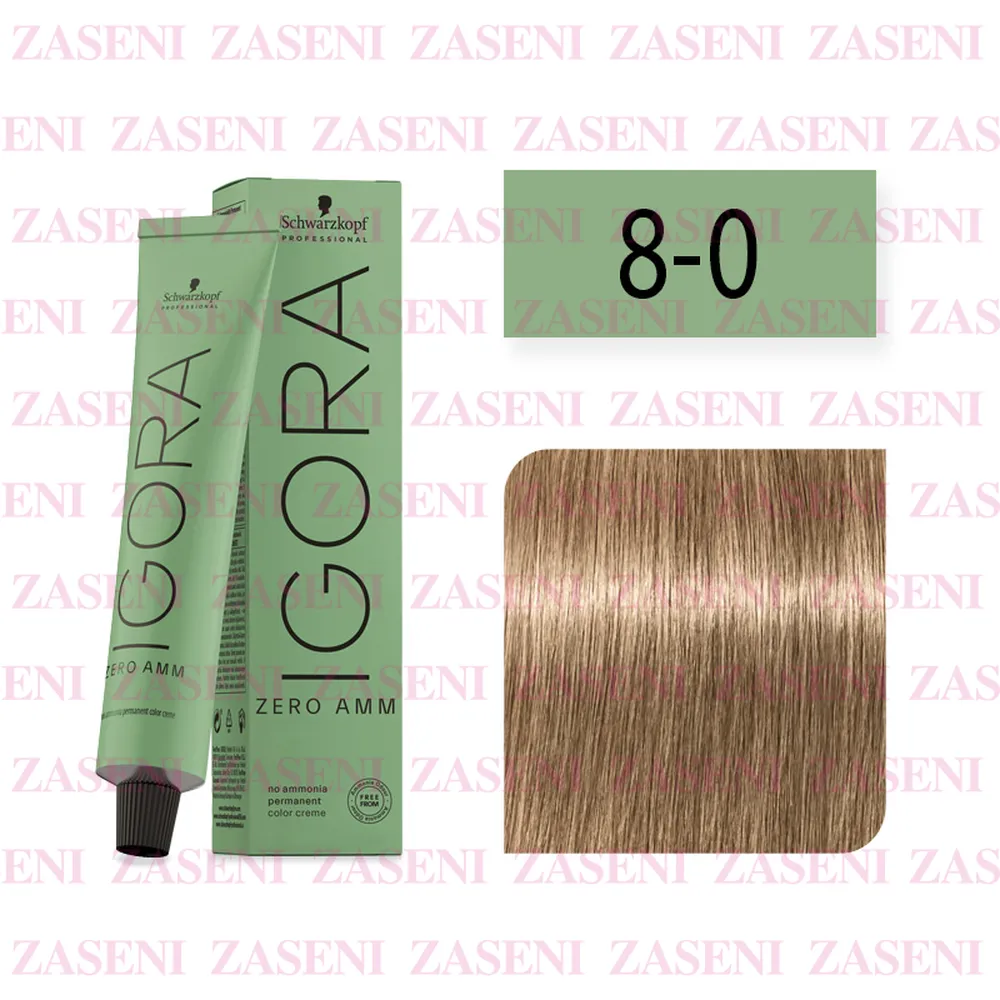 SCHWARZKOPF TINTE IGORA ZERO AMM 8-0 RUBIO CLARO NATURAL 60ML