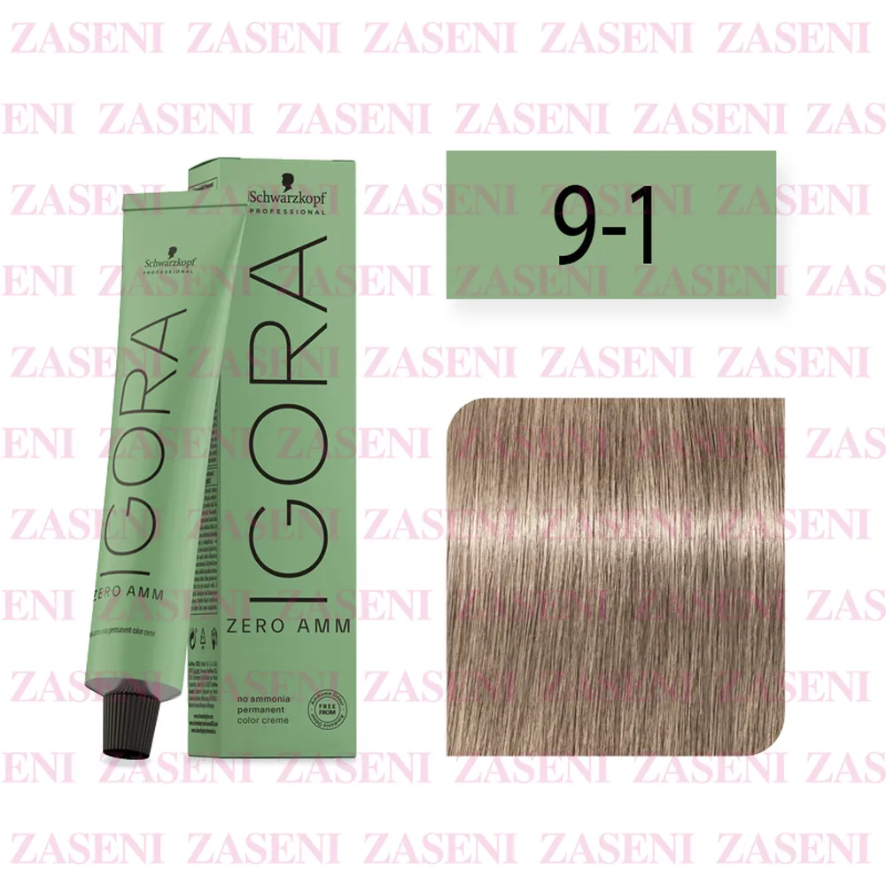 SCHWARZKOPF TINTE IGORA ZERO AMM 9-1 RUBIO MUY CLARO CENIZA 60ML