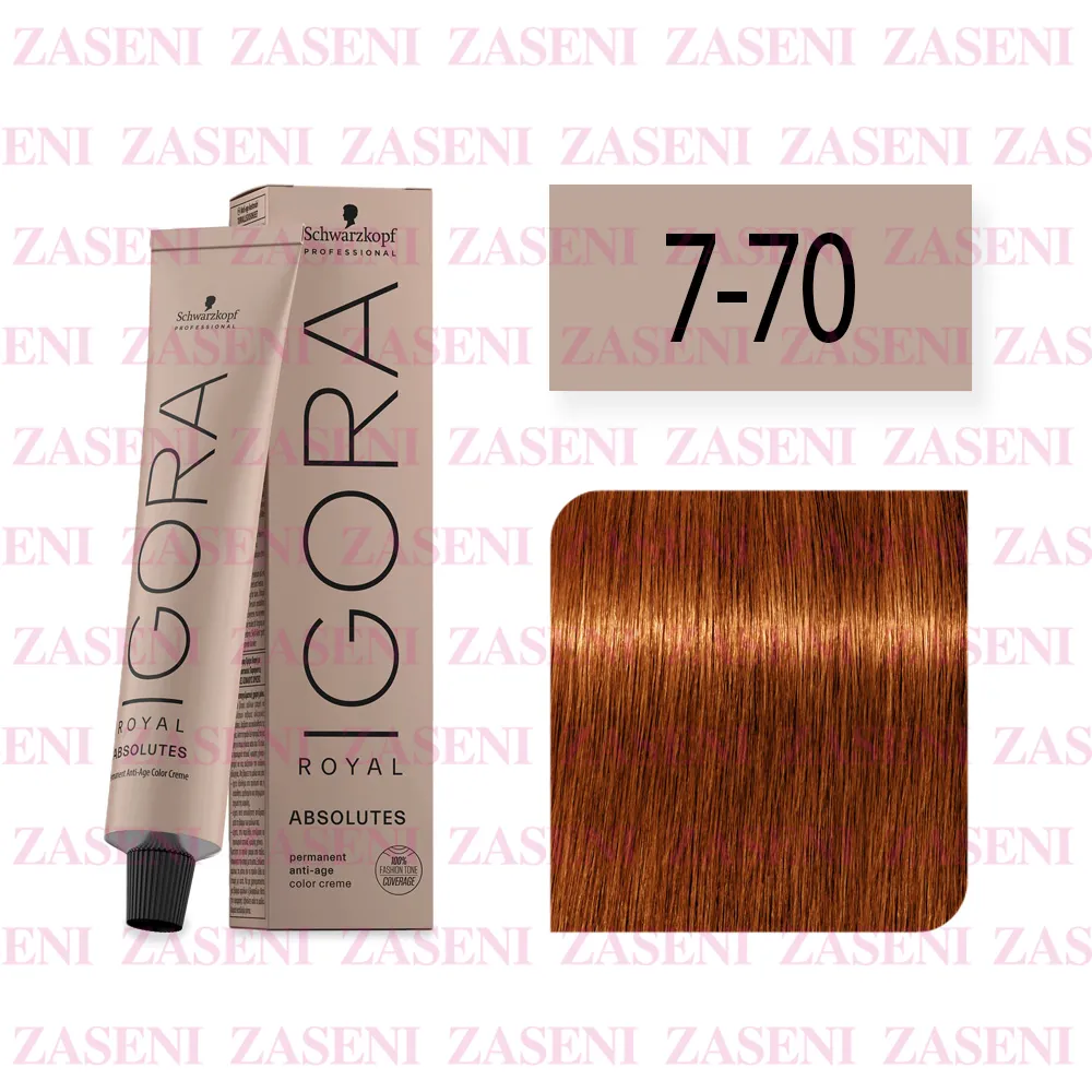 SCHWARZKOPF TINTE IGORA ROYAL ABSOLUTES 7-70 RUBIO MEDIO COBRIZO NATURAL 60ML