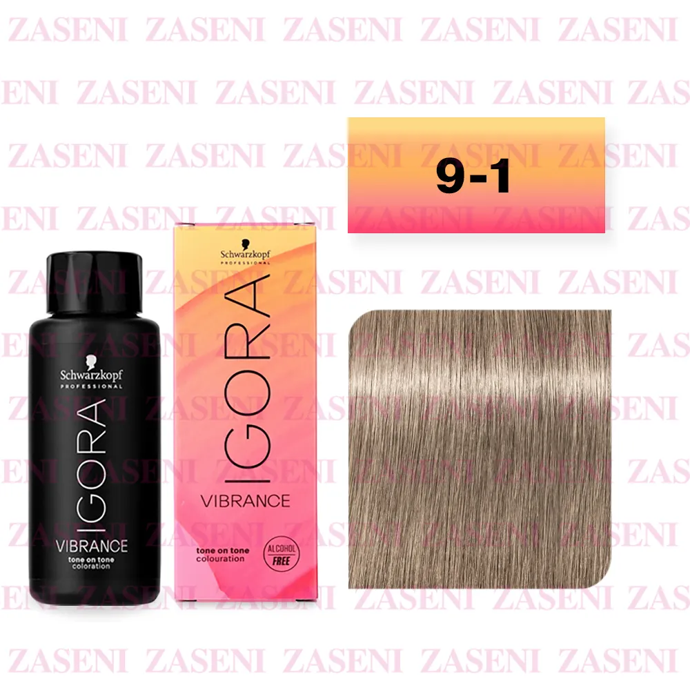 SCHWARZKOPF TINTE IGORA VIBRANCE Nº 9-1 RUBIO MUY CLARO CENIZA 60ML