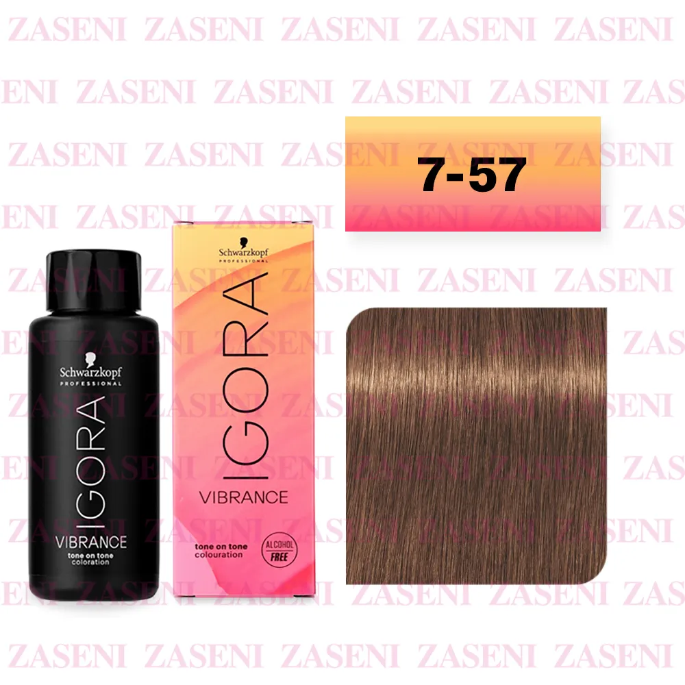 SCHWARZKOPF TINTE IGORA VIBRANCE Nº 7-57 RUBIO MEDIO DORADO COBRIZO 60ML