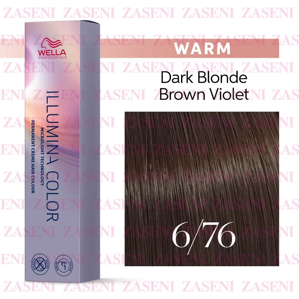 WELLA TINTE ILLUMINA COLOR WARM 6/76 RUBIO OSCURO MARRÓN VIOLETA 60ML