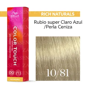 WELLA TINTE COLOR TOUCH RICH NATURALS 10/81 RUBIO SÚPER CLARO PERLA CENIZA 60ML