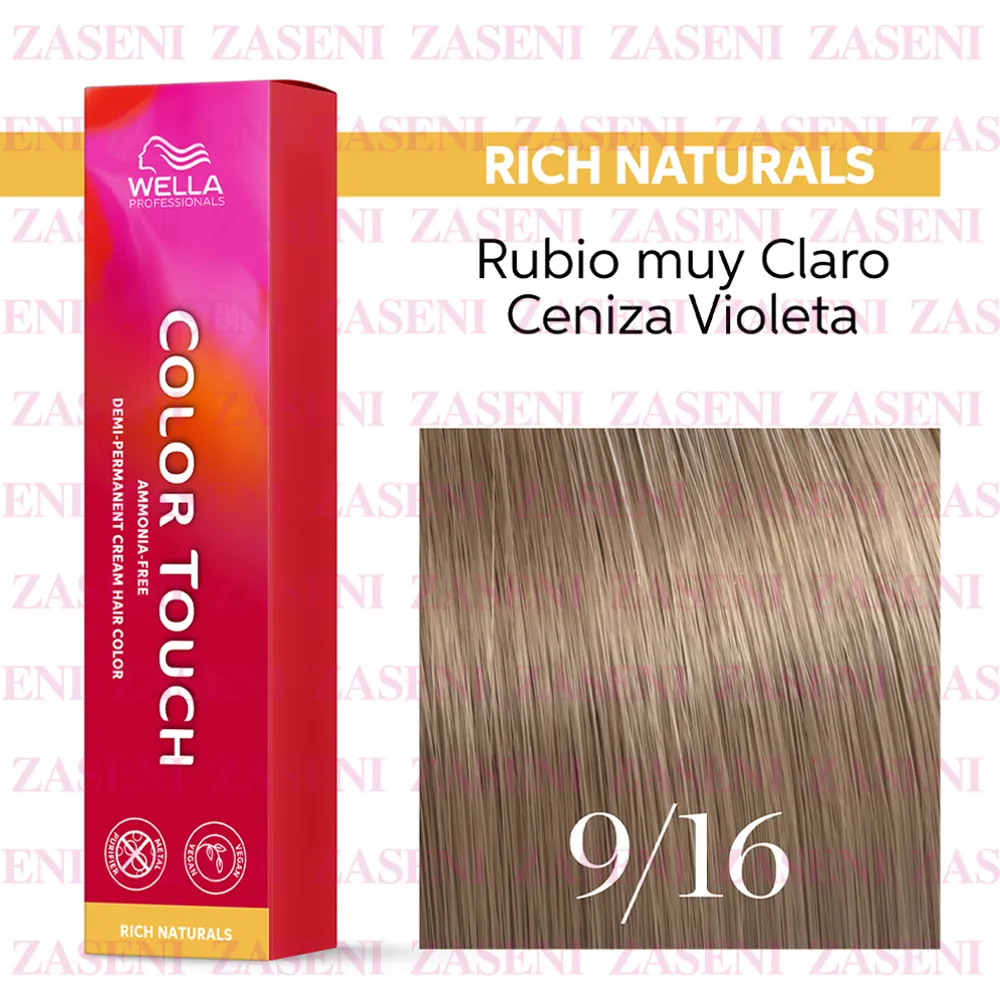 WELLA TINTE COLOR TOUCH RICH NATURALS 9/16 RUBIO MUY CLARO CENIZA VIOLETA 60ML