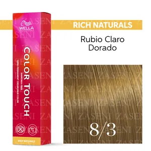 WELLA TINTE COLOR TOUCH RICH NATURALS 8/3 RUBIO CLARO DORADO 60ML