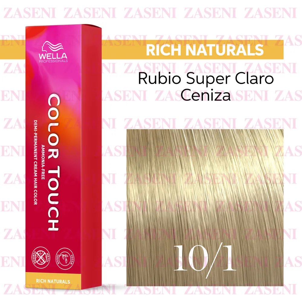 WELLA TINTE COLOR TOUCH RICH NATURALS 10/1 RUBIO SÚPER CLARO CENIZA 60ML