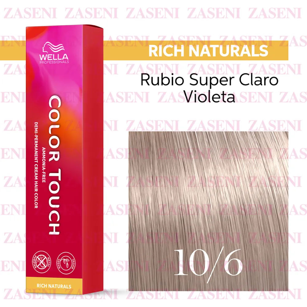 WELLA TINTE COLOR TOUCH RICH NATURALS 10/6 RUBIO SÚPER CLARO VIOLETA 60ML