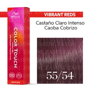 WELLA TINTE COLOR TOUCH VIBRANT REDS 55/54 CASTAÑO CLARO INTENSO CAOBA COBRIZO 60ML