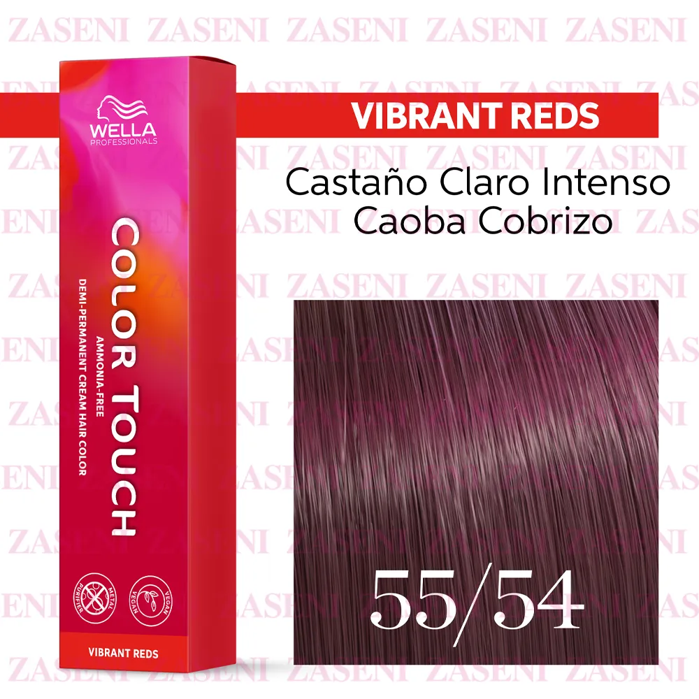 WELLA TINTE COLOR TOUCH VIBRANT REDS 55/54 CASTAÑO CLARO INTENSO CAOBA COBRIZO 60ML