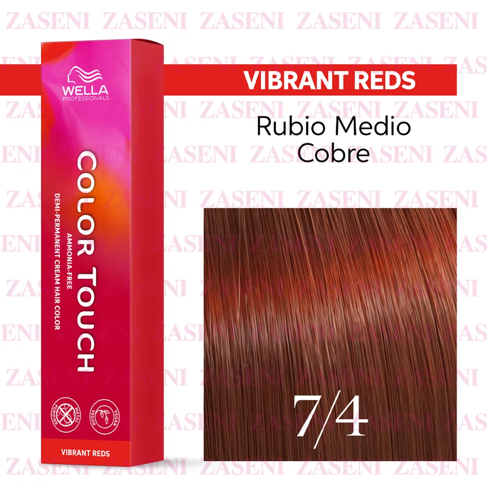 WELLA TINTE COLOR TOUCH VIBRANT REDS 7/4 RUBIO MEDIO COBRIZO 60ML