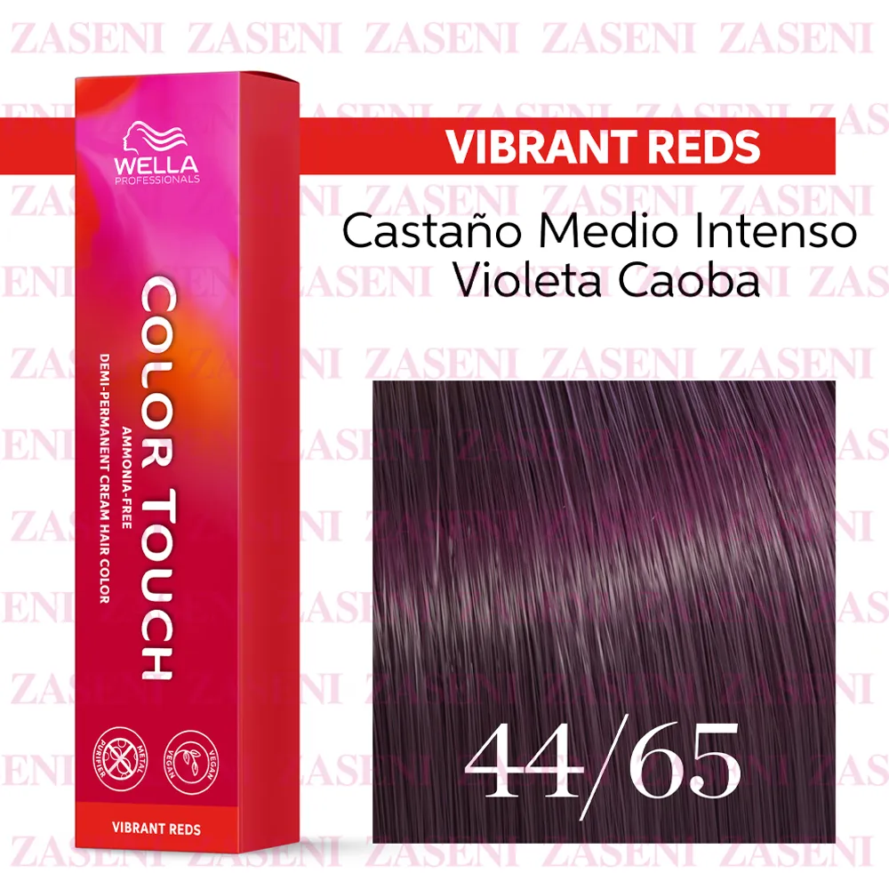 WELLA TINTE COLOR TOUCH VIBRANT REDS 44/65 CASTAÑO MEDIO INTENSO VIOLETA CAOBA 60ML