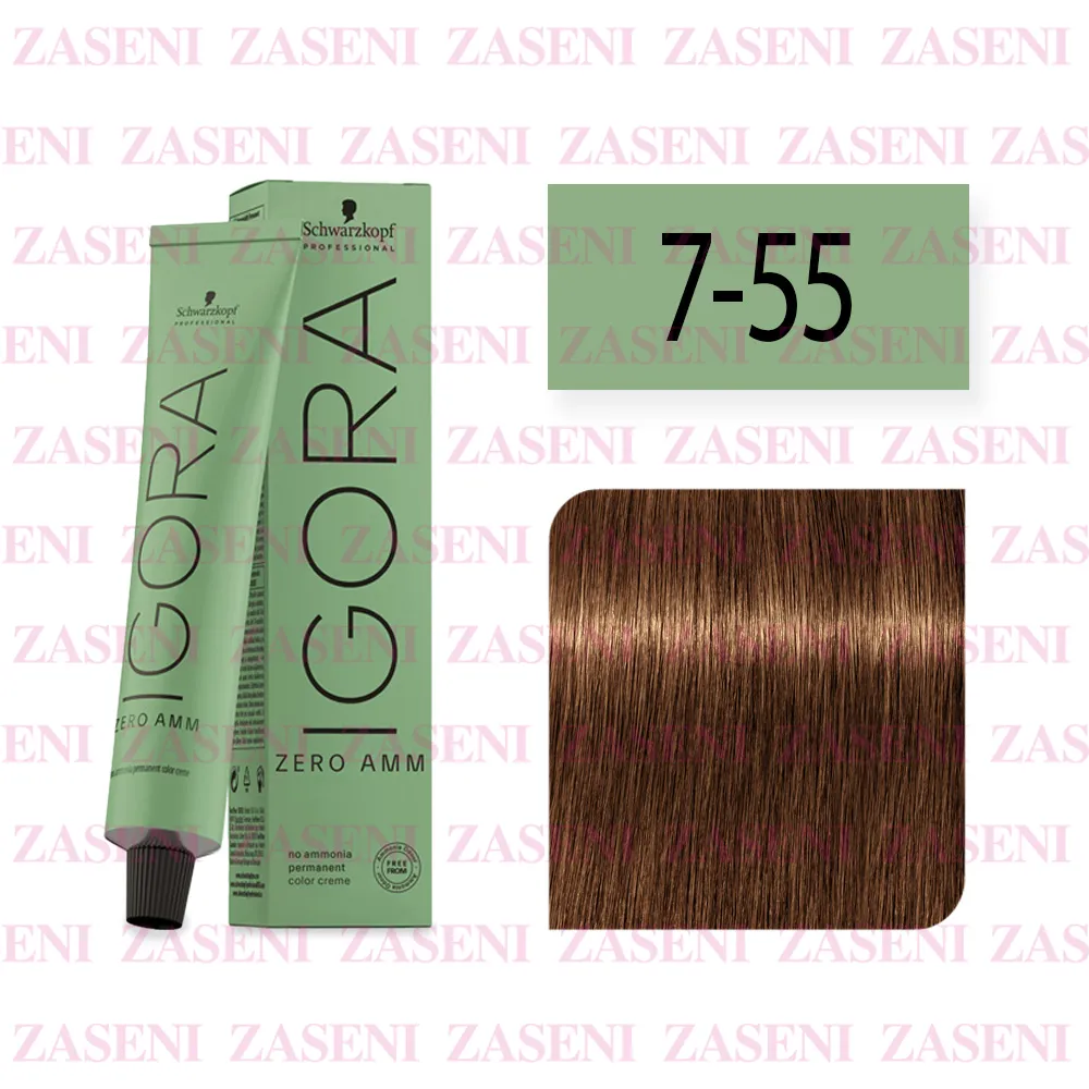 SCHWARZKOPF TINTE IGORA ZERO AMM 7-55 RUBIO MEDIO DORADO INTENSO 60ML