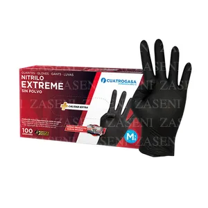 CUATROGASA GUANTES NITRILO EXTREME SIN POLVO NEGROS 100UDS TALLA M