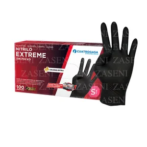 CUATROGASA GUANTES NITRILO EXTREME SIN POLVO NEGROS 100UDS TALLA S