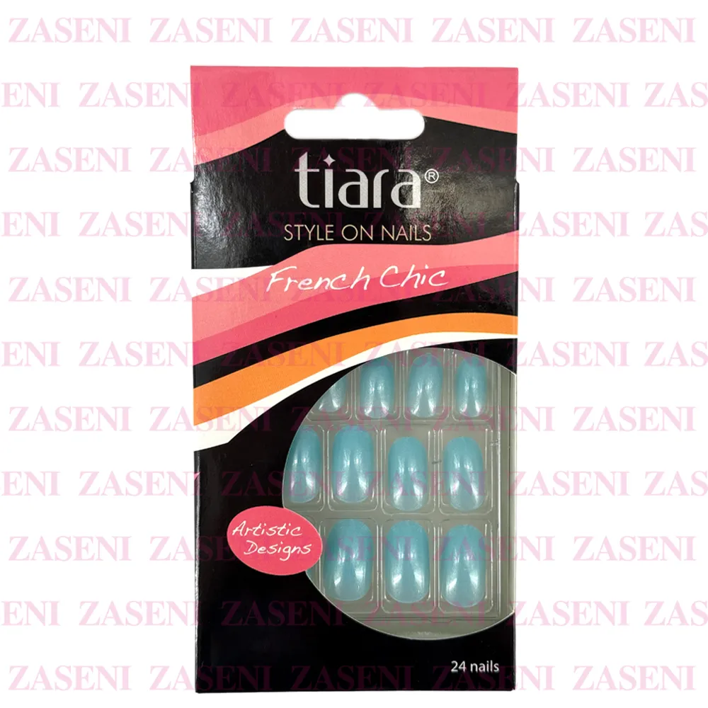 TIARA UÑAS POSTIZAS FRENCH CHIC AZUL CELESTE