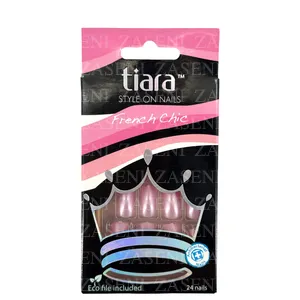 TIARA UÑAS POSTIZAS FRENCH CHIC ROSA METALIZADO