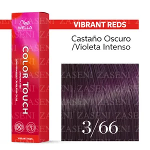 WELLA TINTE COLOR TOUCH VIBRANT REDS 3/66 CASTAÑO OSCURO VIOLETA INTENSO 60ML