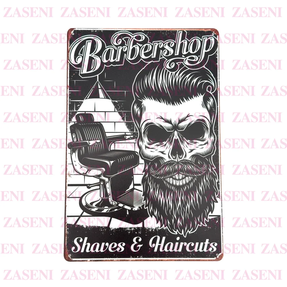 PÓSTER METÁLICO BARBERSHOP NEGRO